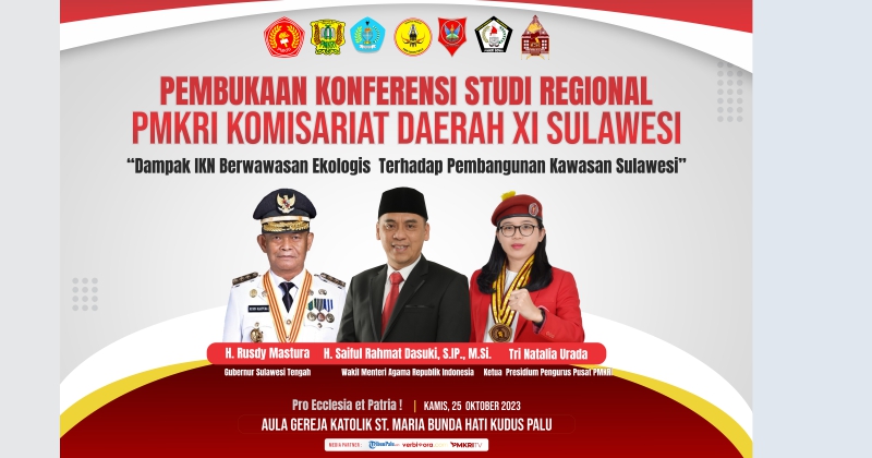 Banner Pembukaan KSR PMKRI Regio XI Sulawesi, yang akan diselenggarakan di kota Palu pada tanggal 25 Oktober 2023